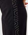 Black Straight Fit Trousers With Glitter Bias Stripe