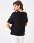 Black Knitted Blouse With Metal Accessories On The Collar