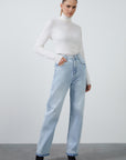 Basic Straight Jean Trousers With Accessory Buckle Detail