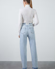 Basic Straight Jean Trousers With Accessory Buckle Detail