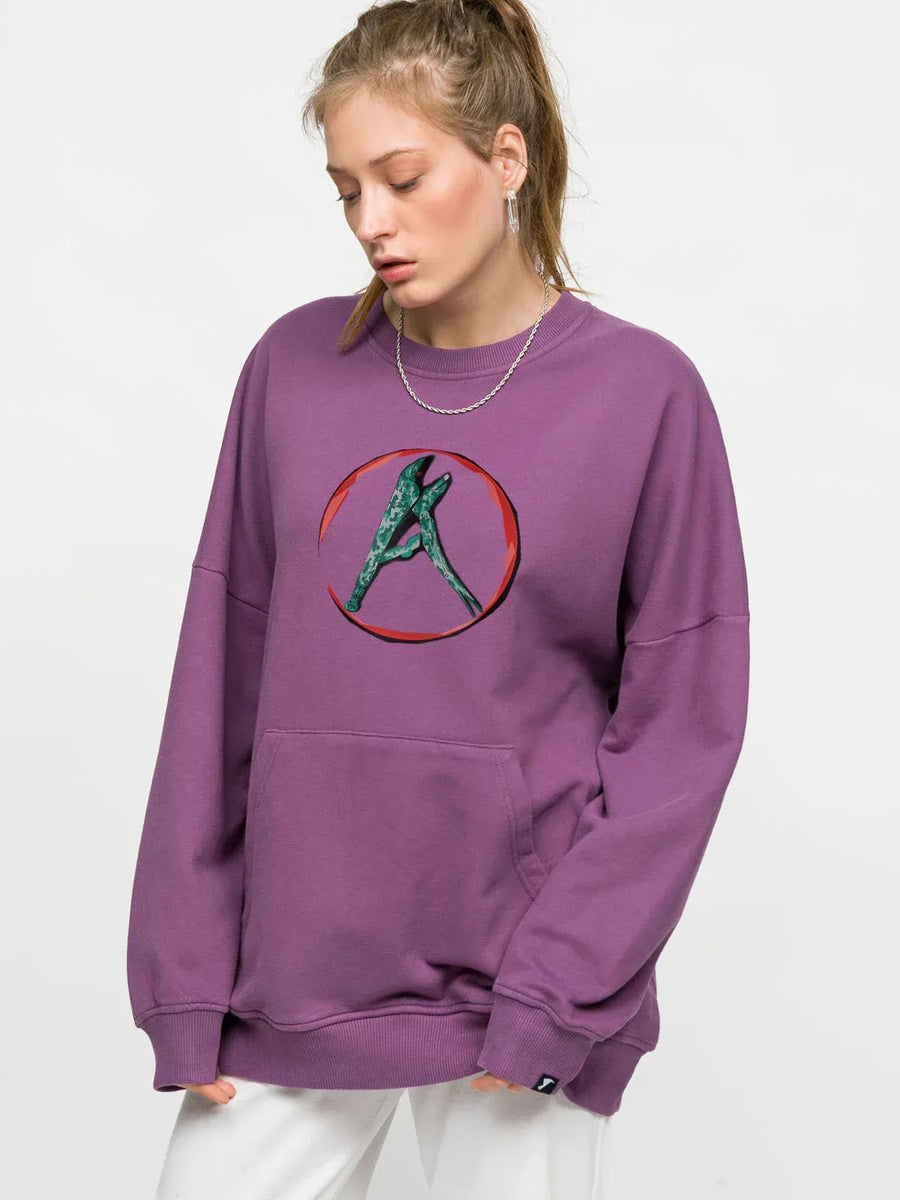 Anarchy Woman Oversize Sweatshirt - Purple | Porterist