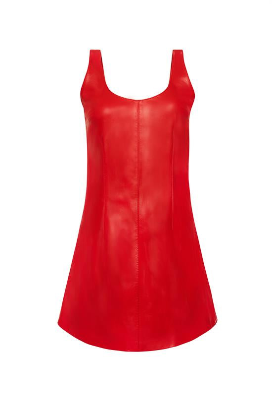 Red Aphrodite Leather Mini Dress | Porterist