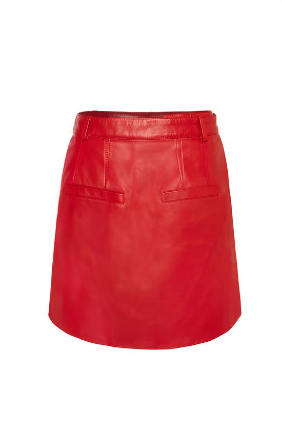 Red Aphrodite Leather Mini Skirt | Porterist