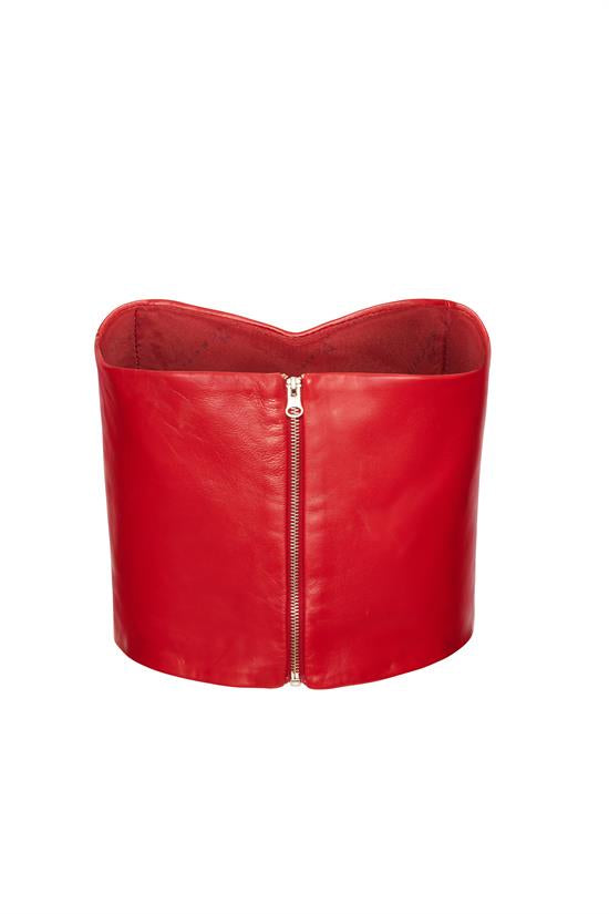 Red Aphrodite Leather Crop Top | Porterist