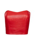 Red Aphrodite Leather Crop Top | Porterist