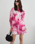 Pink Shirt Dress With Long Floral Print Back | Porterist