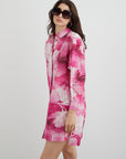 Pink Shirt Dress With Long Floral Print Back | Porterist