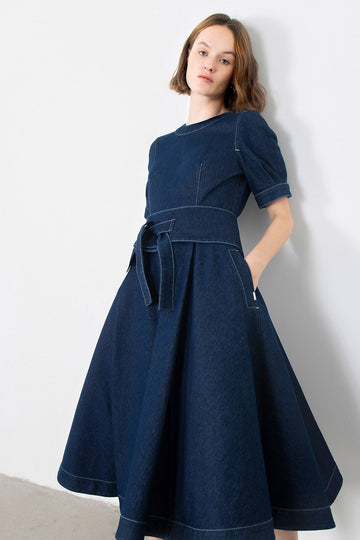 Asymmetrical Belt Jean Dress | Porterist