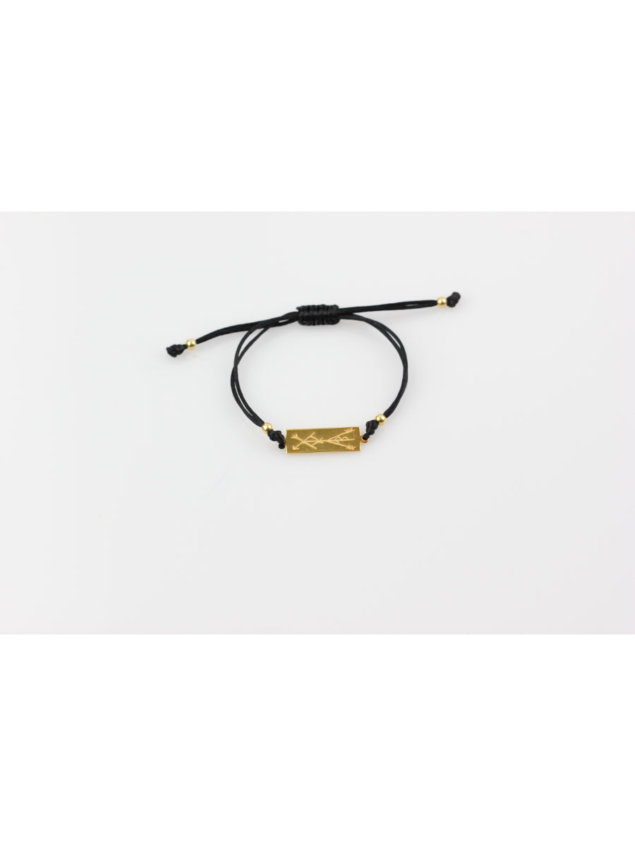 Aşina Drawstring Bracelet Black - Gold | Porterist