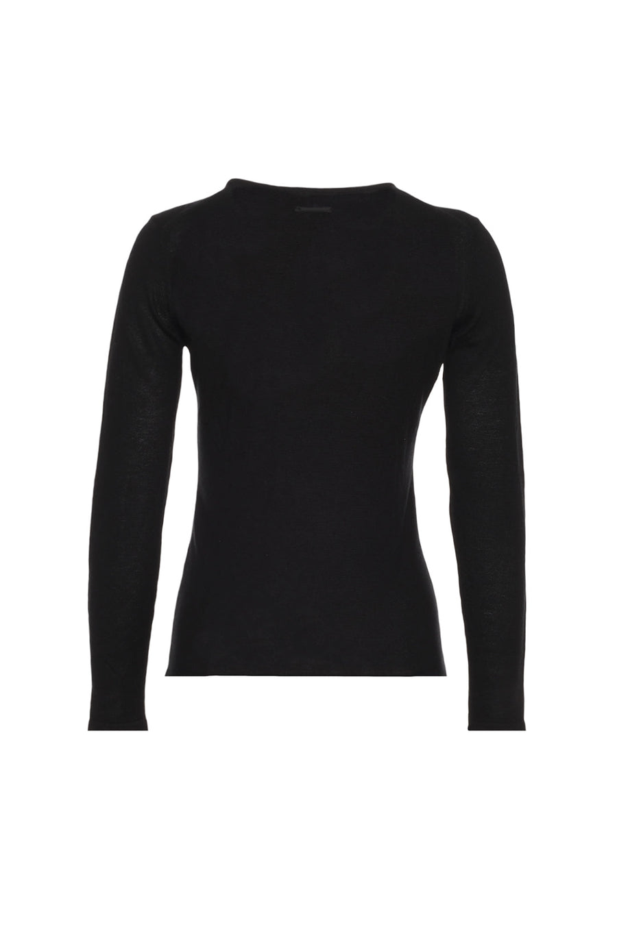 Black Silk Cashmere Aleyna Round Neck Long Sleeve Knitwear