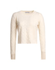 White Cashmere And Wool Amelia Hair Braided Crop Sweater