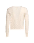 White Cashmere And Wool Amelia Hair Braided Crop Sweater