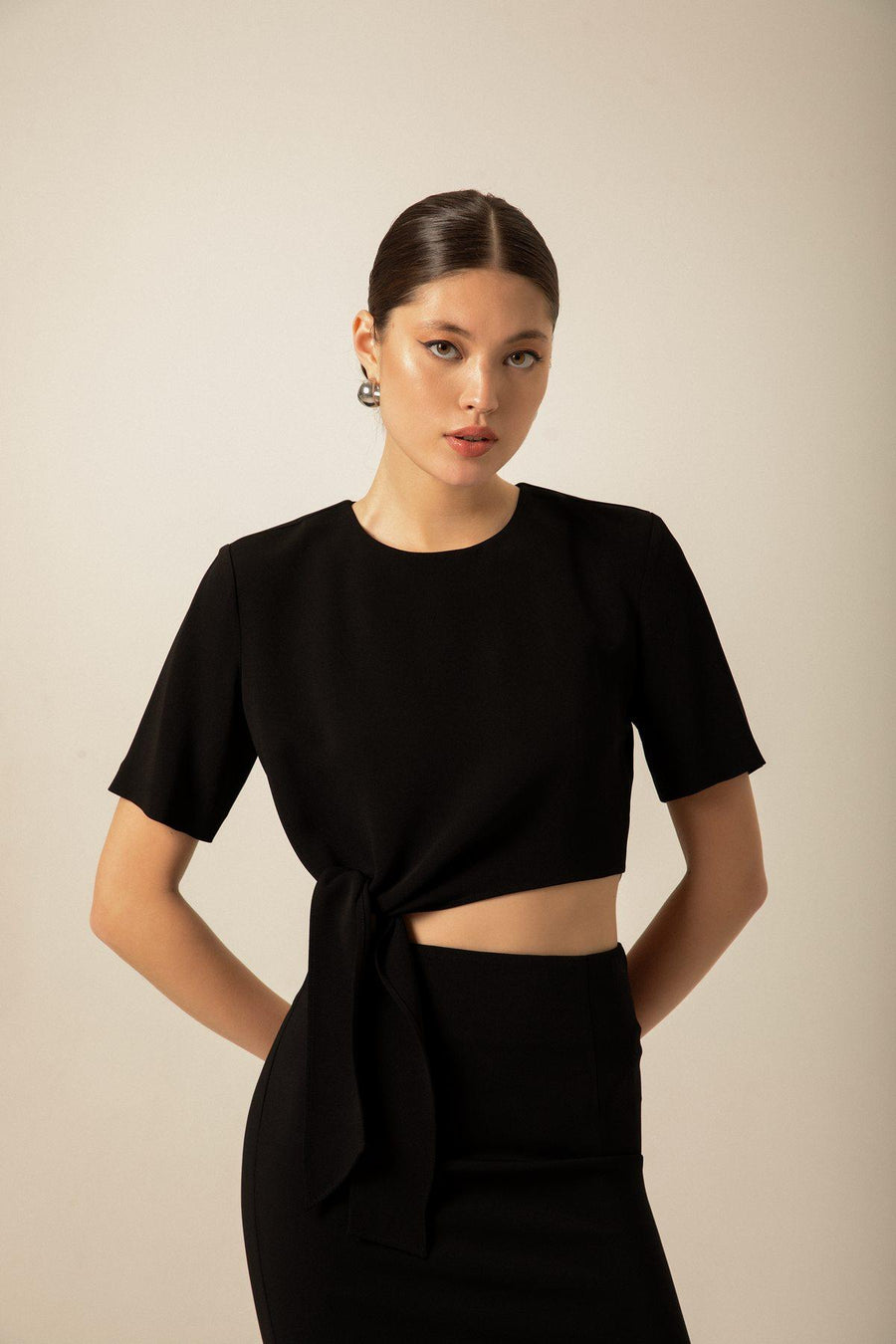 Tie Detail Black Blouse | Porterist