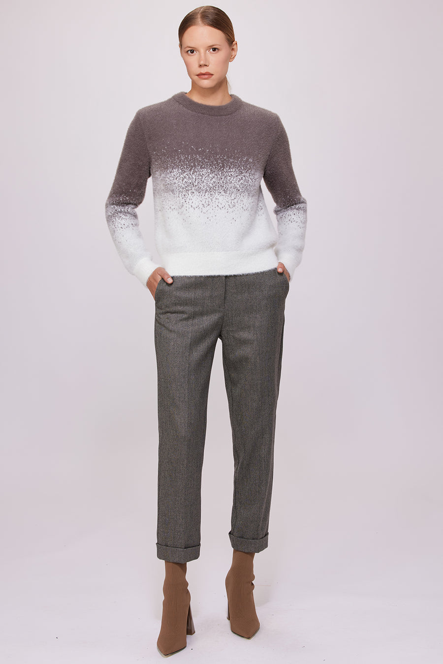 Patterned Bicycle Neck Knit Mink | Porterist