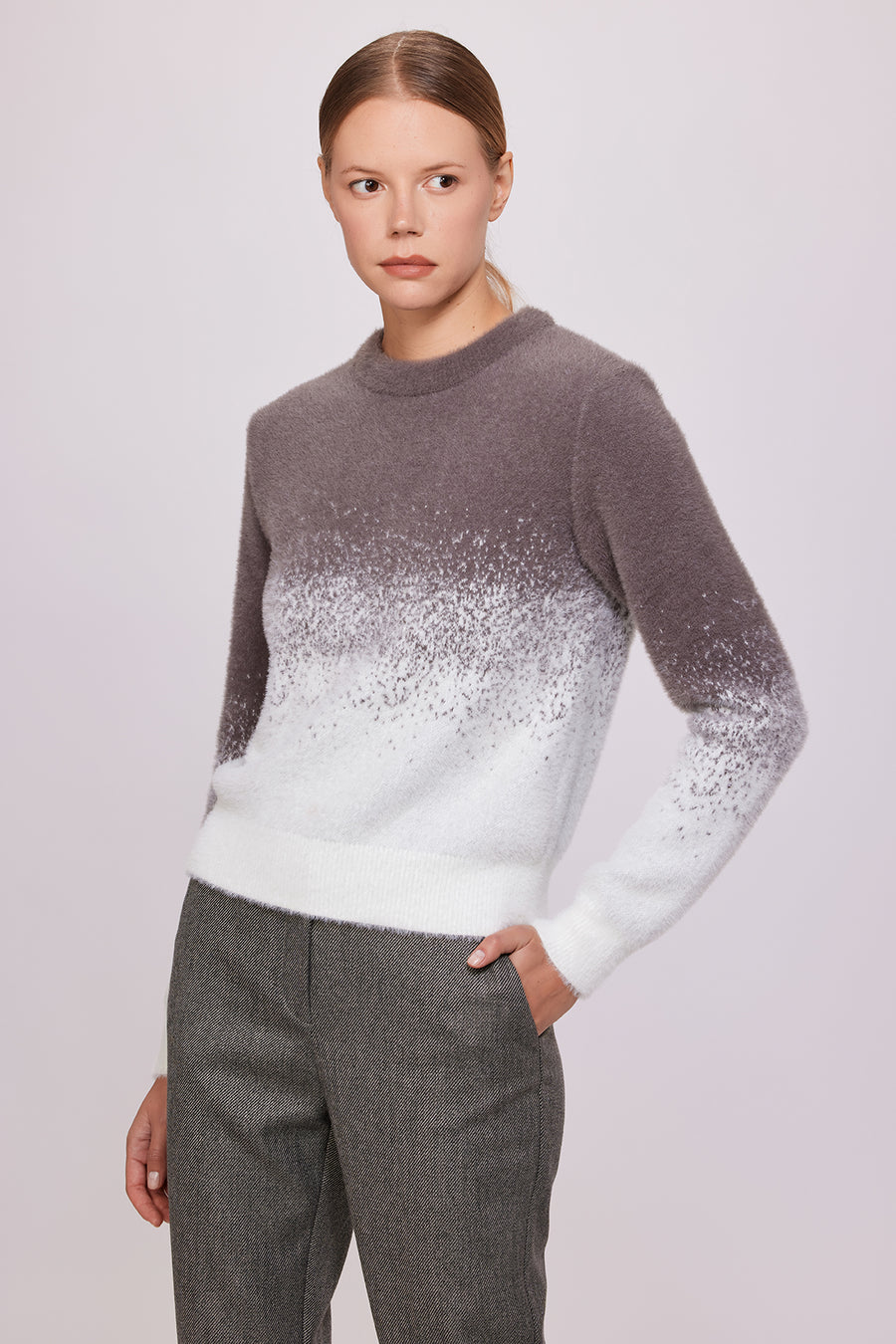 Patterned Bicycle Neck Knit Mink | Porterist