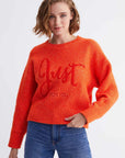 Crew Neck Knitwear Sweater With Slogan Print | Porterist