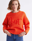 Crew Neck Knitwear Sweater With Slogan Print | Porterist