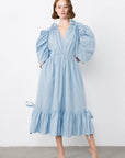 Blue Midi Dress With Bead Embroidery | Porterist