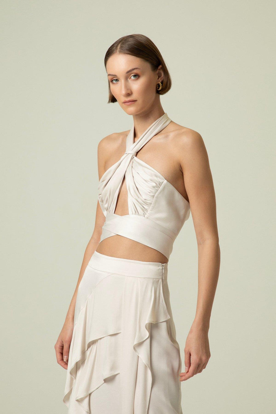 Necktie Detail Ecru Bustier | Porterist