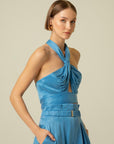 Necktie Detail Blue Bustier | Porterist