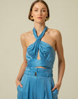 Necktie Detail Blue Bustier | Porterist