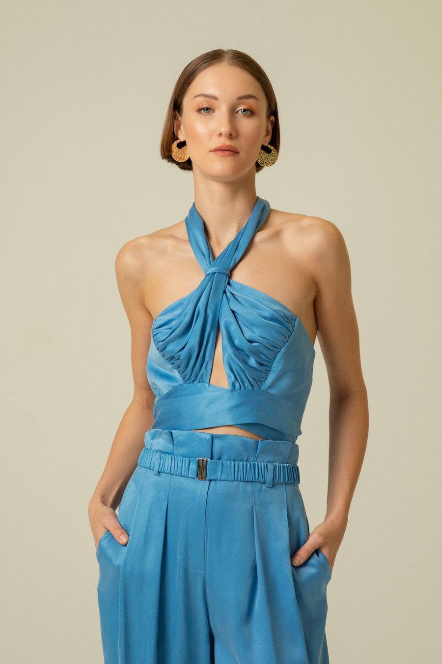 Necktie Detail Blue Bustier | Porterist