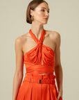 Necktie Detail Coral Bustier | Porterist