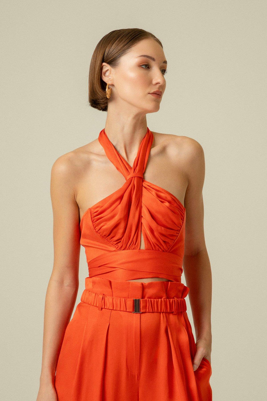 Necktie Detail Coral Bustier | Porterist