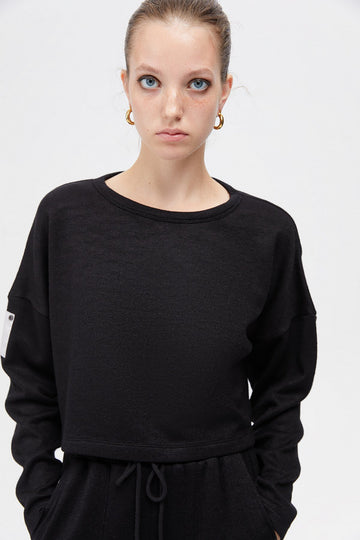 RUE Les Createurs Black Basic Short Sweatshirt  - Porterist 1