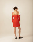 Crepe Red Mini Dress With Cross Strap Detail | Porterist