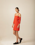 Crepe Red Mini Dress With Cross Strap Detail | Porterist