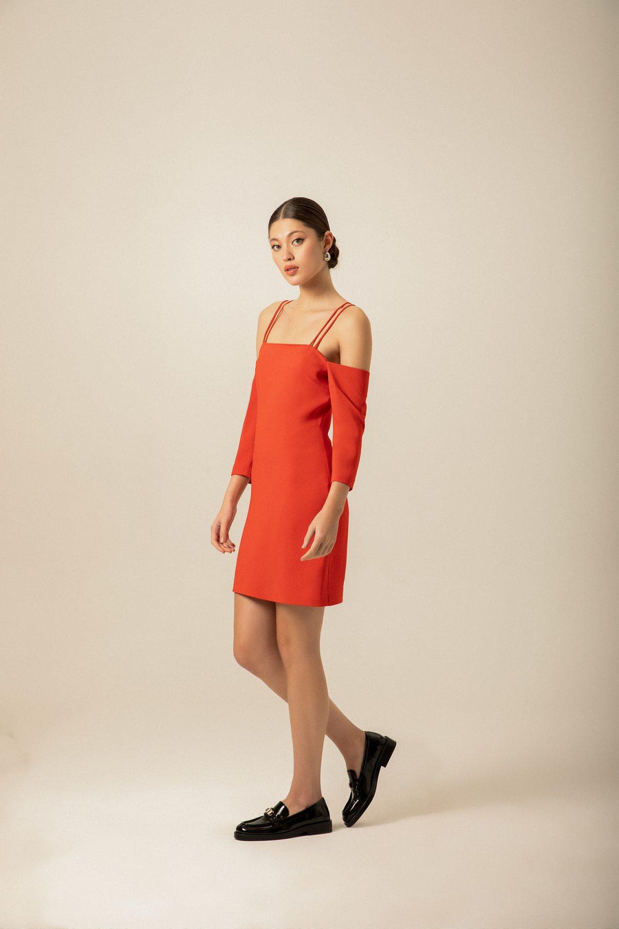 Crepe Red Mini Dress With Cross Strap Detail | Porterist