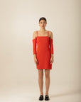 Crepe Red Mini Dress With Cross Strap Detail | Porterist