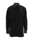 Long Black Poplin Shirt With Ribbed Detail On Pocket Flap |