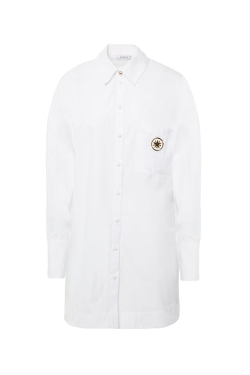 Pocket Top Plexi Detailed Oversize Poplin White Shirt |