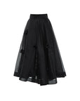 Transparent Black Skirt With Floral Detail | Porterist