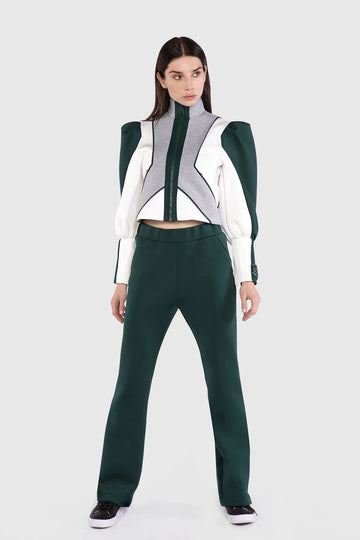 Double Waisted Normal Trotting Green Pants | Porterist