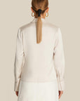 Double Pocket Detailed Beige Satin Shirt | Porterist