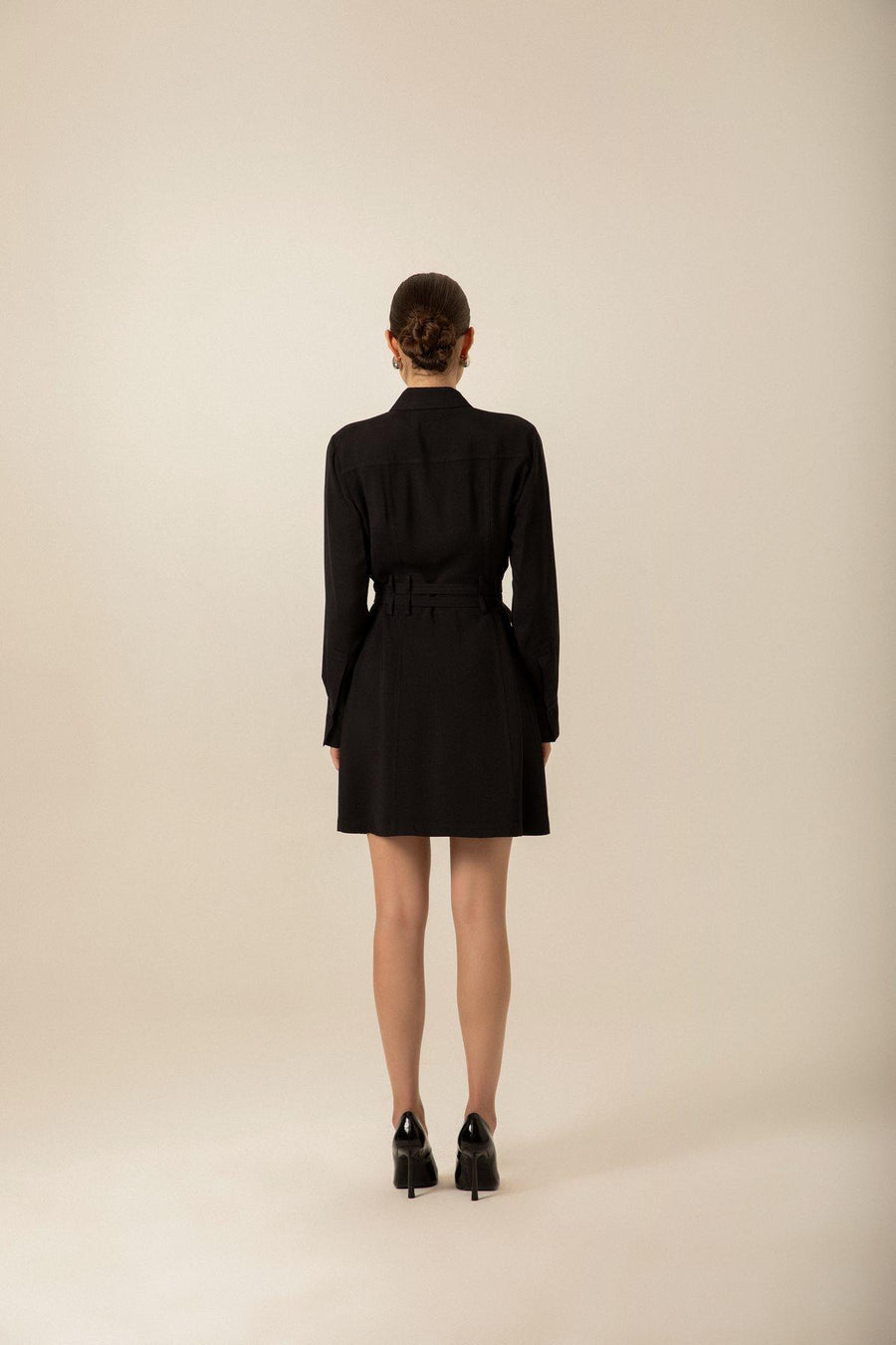 Black Shirt Dress With Double Belt | Porterist