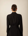 Black Shirt Dress With Double Belt | Porterist