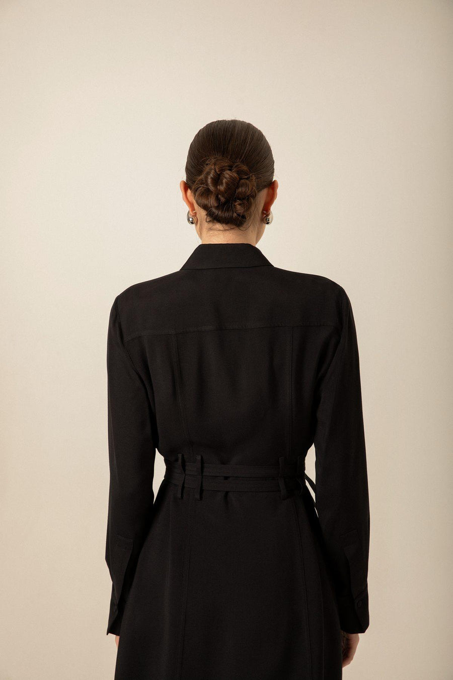 Black Shirt Dress With Double Belt | Porterist