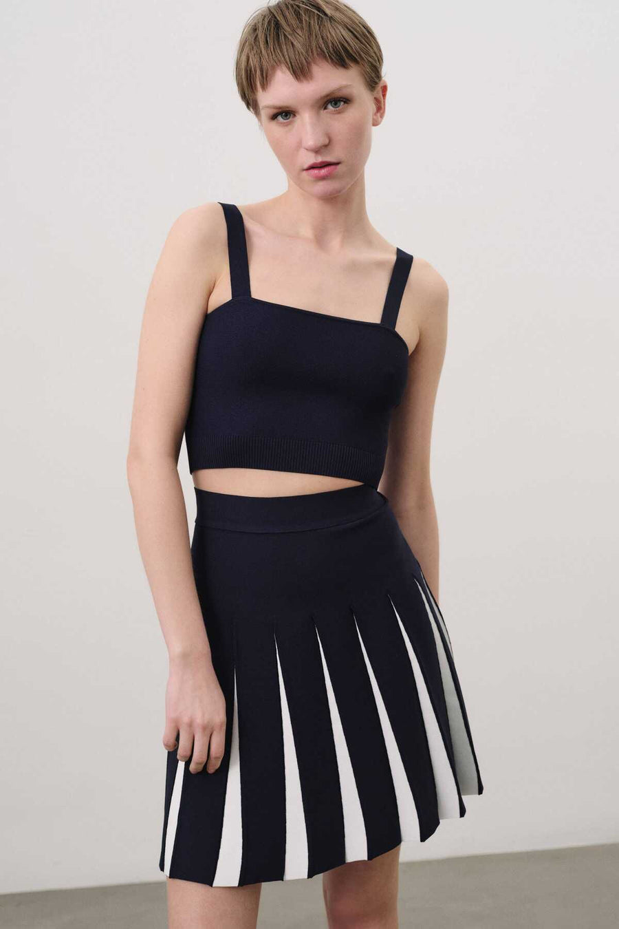 Navy Blue Crop Top With Thick Straps | Porterist