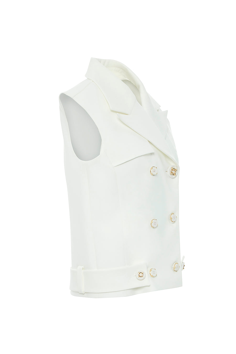 Men’s Collar Ecru Vest With Button Detail | Porterist