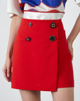 Red Mini Skirt With Button Detail | Porterist