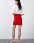 Red Mini Skirt With Button Detail | Porterist