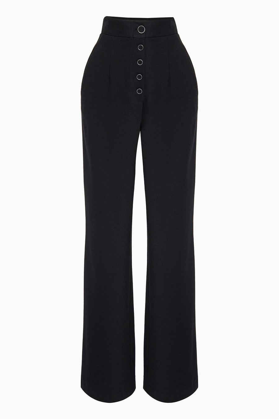 Black High Waist Pants With Button Detail | Porterist