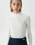 Ecru Basic Knitwear Top | Porterist