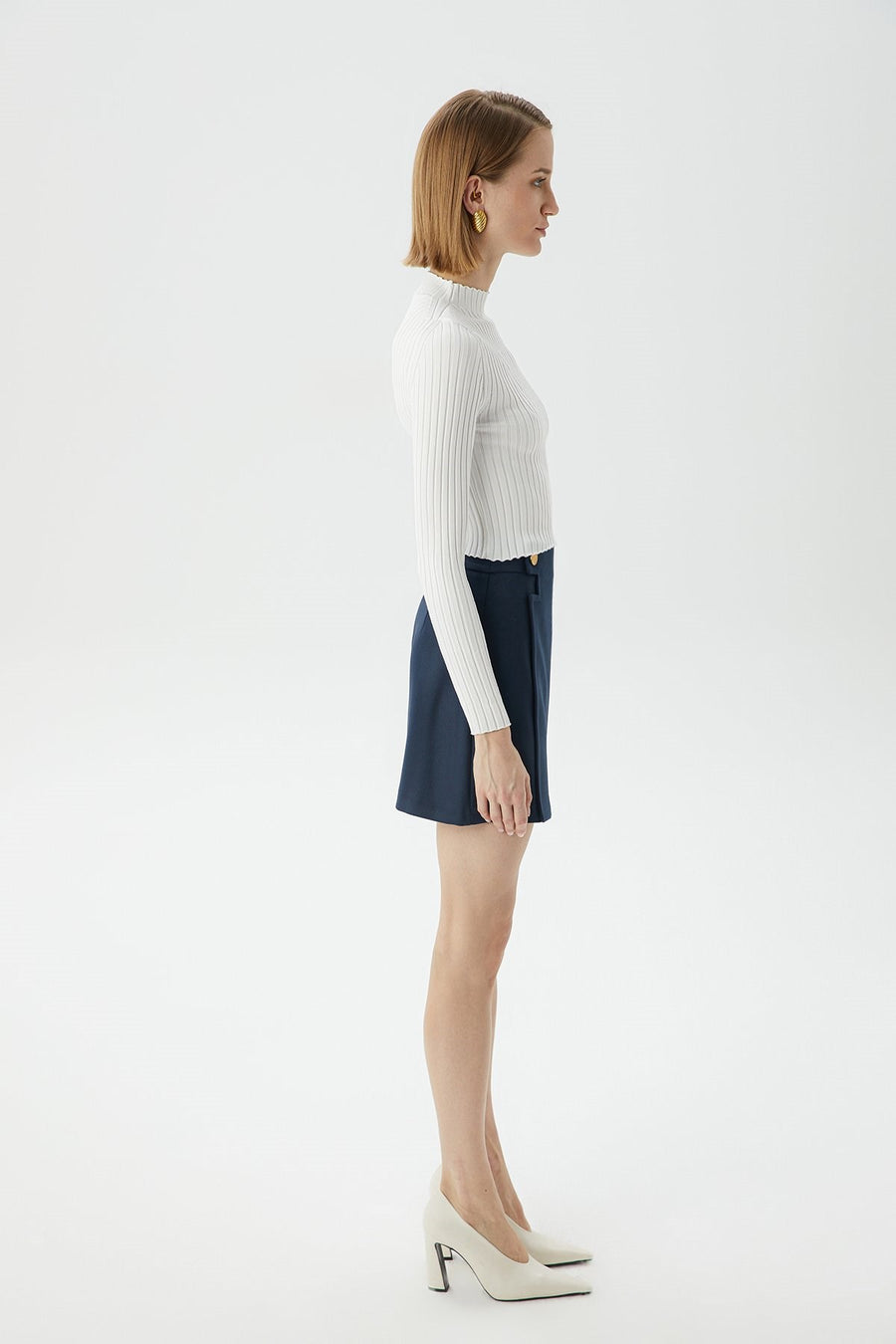 Ecru Basic Knitwear Top | Porterist