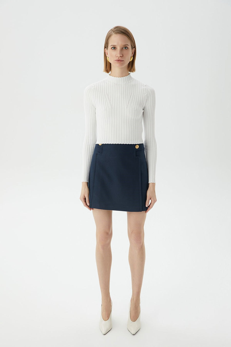 Ecru Basic Knitwear Top | Porterist