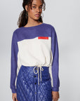 RUE Les Createurs Ecru Color Block Lace Up Sweatshirt  - Porterist 1